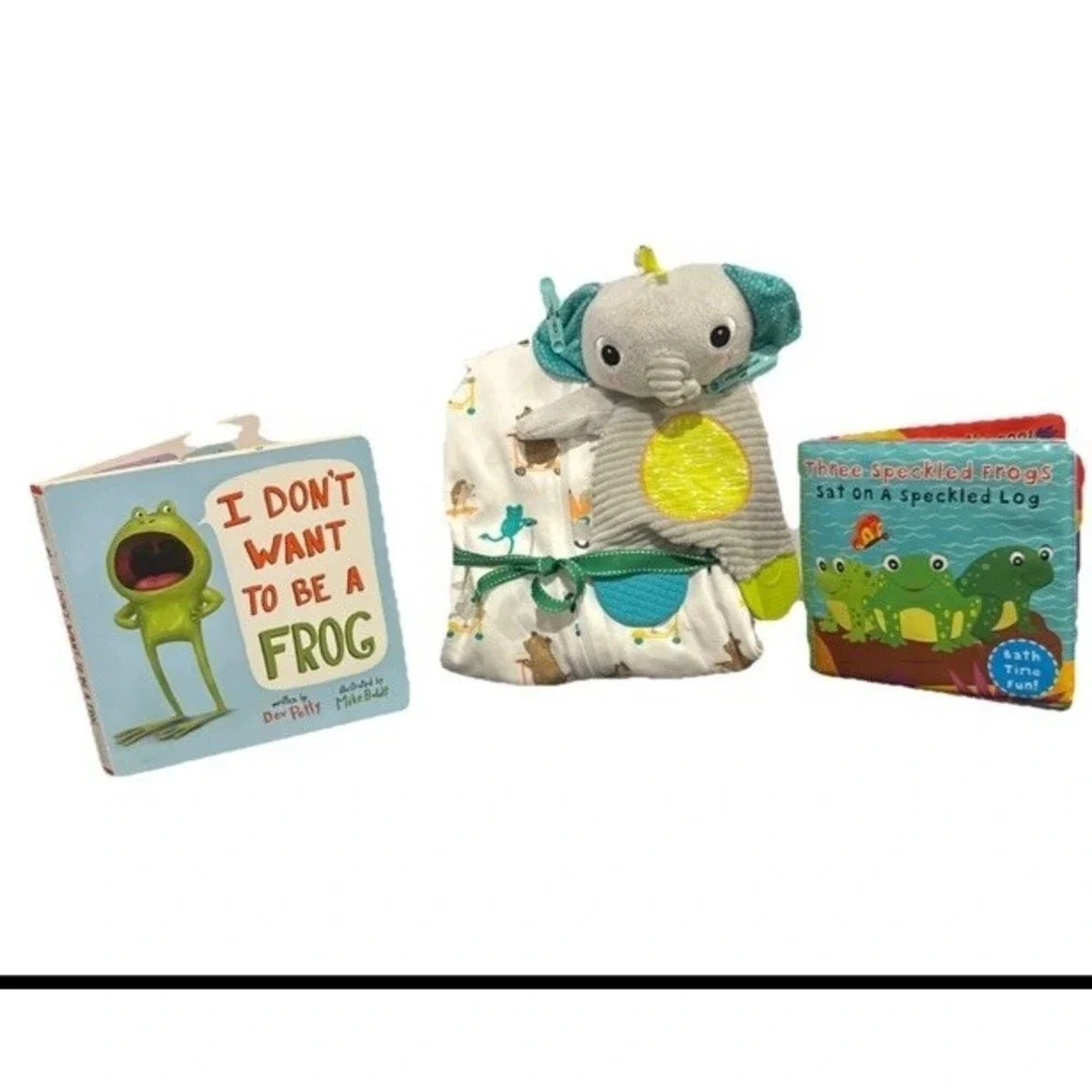 Unisex Baby Shower Gift, Frog Infant Present, Outfit, Book, Toys, Blanket & More